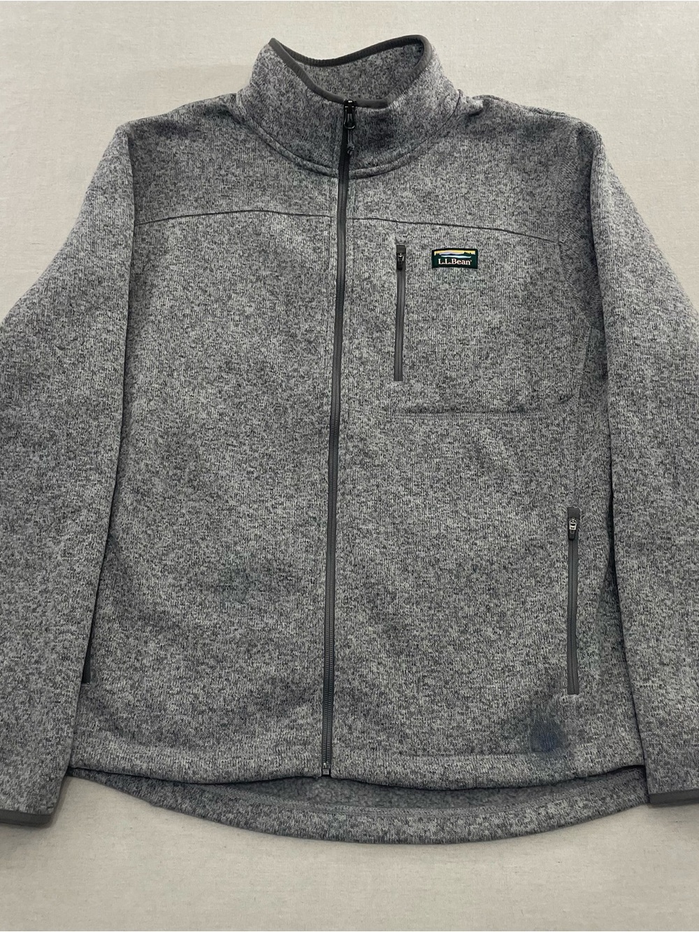 LL Bean Men Gray Sweater Fleece Slightly Fitted Full Zip Jacket Size XXL 2XL